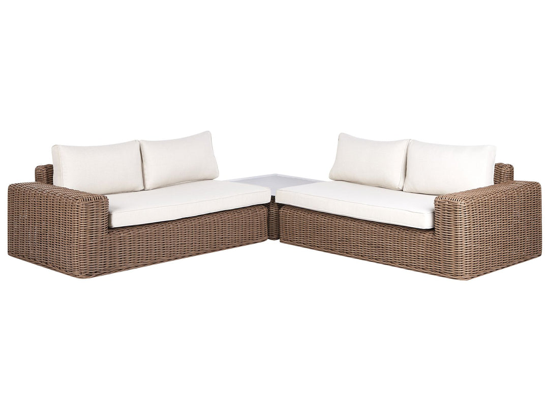Palermo Garden Corner Sofa with Ottoman 6 Seater Modular PE Rattan Brown