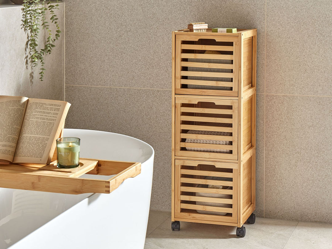 Bathroom Cabinet Bamboo Wood 32 cm Light Brown Shawnee