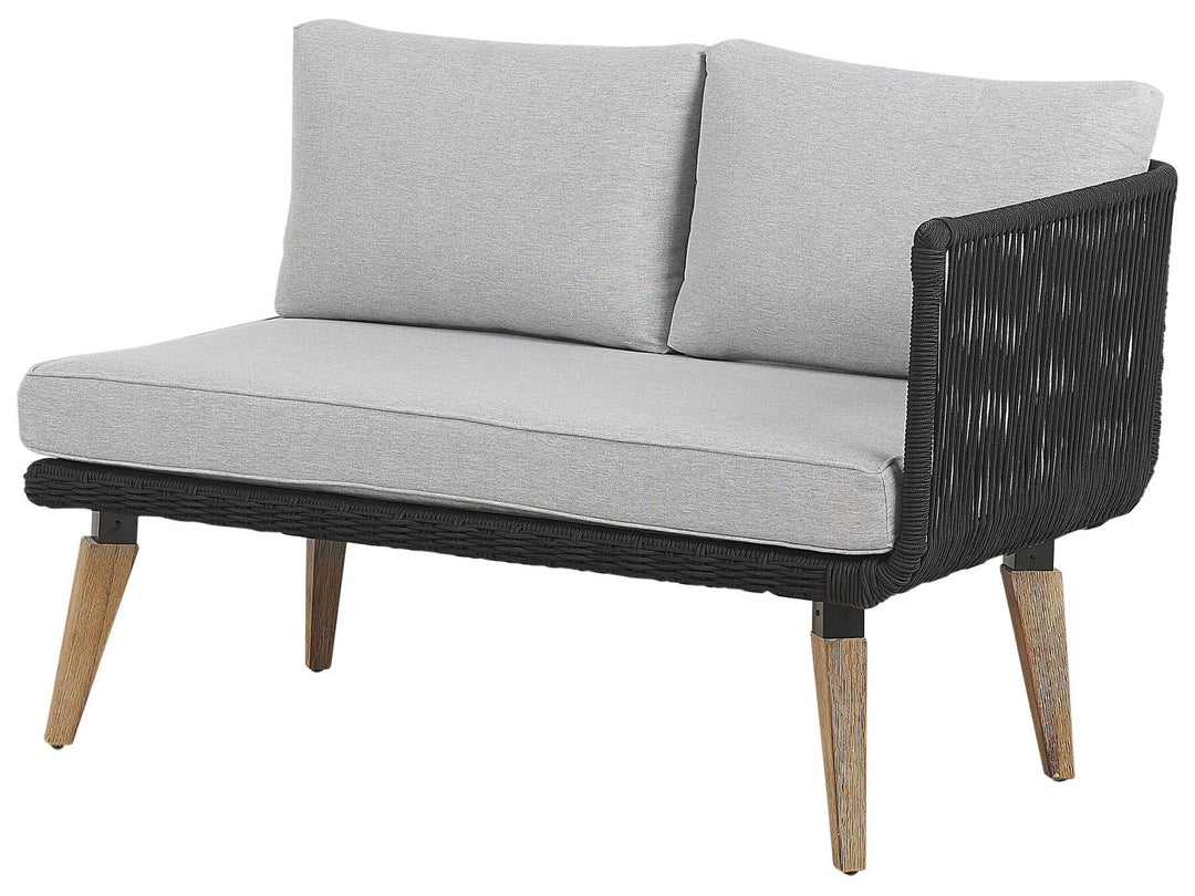 Alcamo Garden Corner Sofa with Table 5 Seater Left Hand Acacia Wood Black