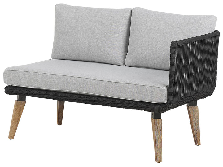 Alcamo Garden Corner Sofa with Table 5 Seater Left Hand Acacia Wood Black