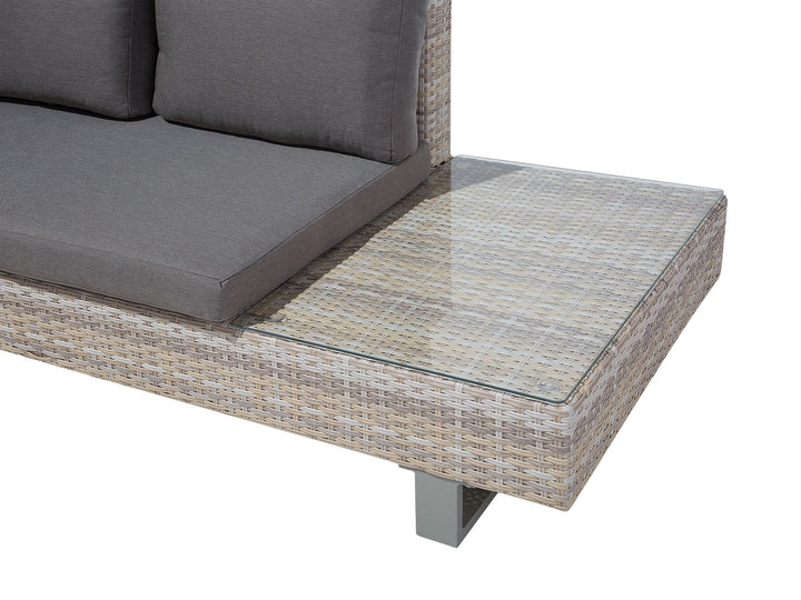 Lanciano Garden Corner Sofa with Table 5 Seater Right Hand PE Rattan Grey