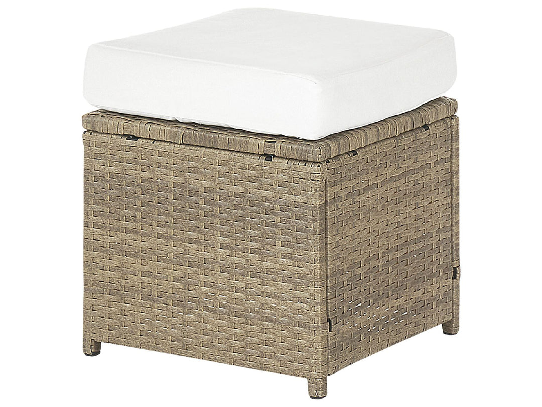Fonti Garden Lounge Set with Table and Ottoman 5 Seater with Cushions PE Rattan Brown
