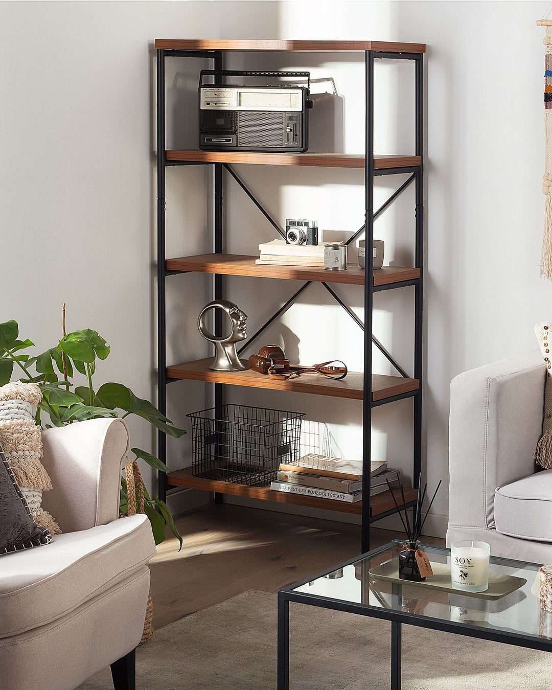 Aldea 4 Tier Shelving Unit 160 cm Dark Brown Brisbane