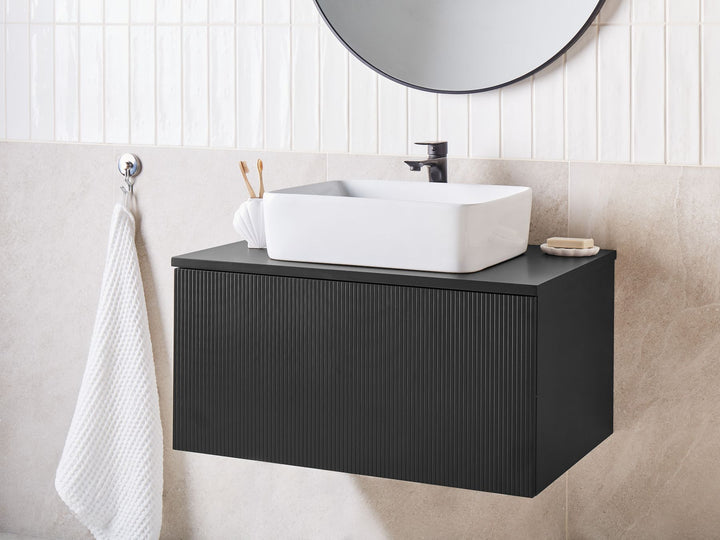 Wall Mounted Washbasin Cabinet 80 cm Black Alzira