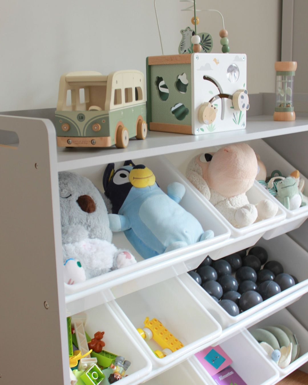 Shelf with 9 Storage Boxes 78 cm Grey Rocco