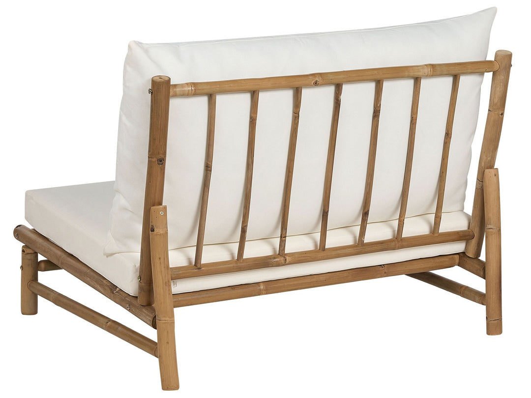 Todi Garden Lounge Set with Table 2 Seater Bamboo Wood Off-White