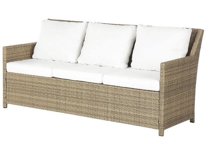 Fonti Garden Lounge Set with Table and Ottoman 5 Seater with Cushions PE Rattan Brown