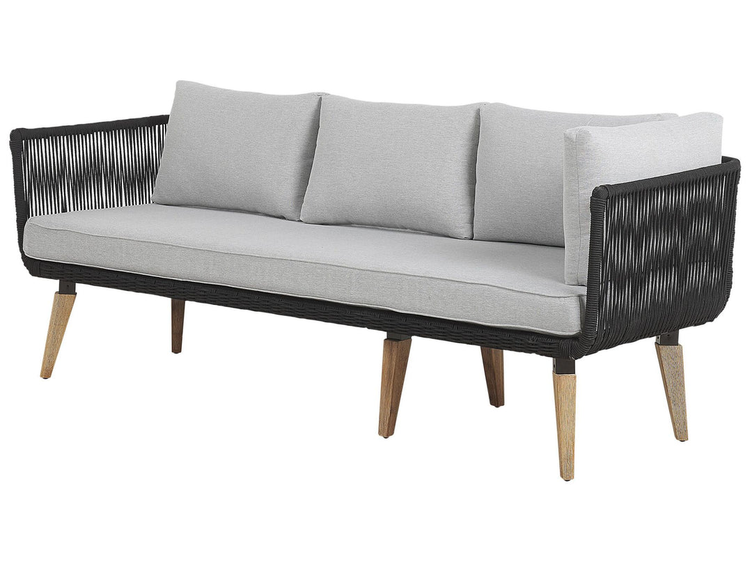 Alcamo Garden Corner Sofa with Table 5 Seater Left Hand Acacia Wood Black