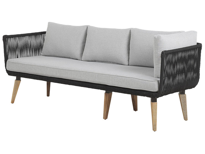 Alcamo Garden Corner Sofa with Table 5 Seater Left Hand Acacia Wood Black