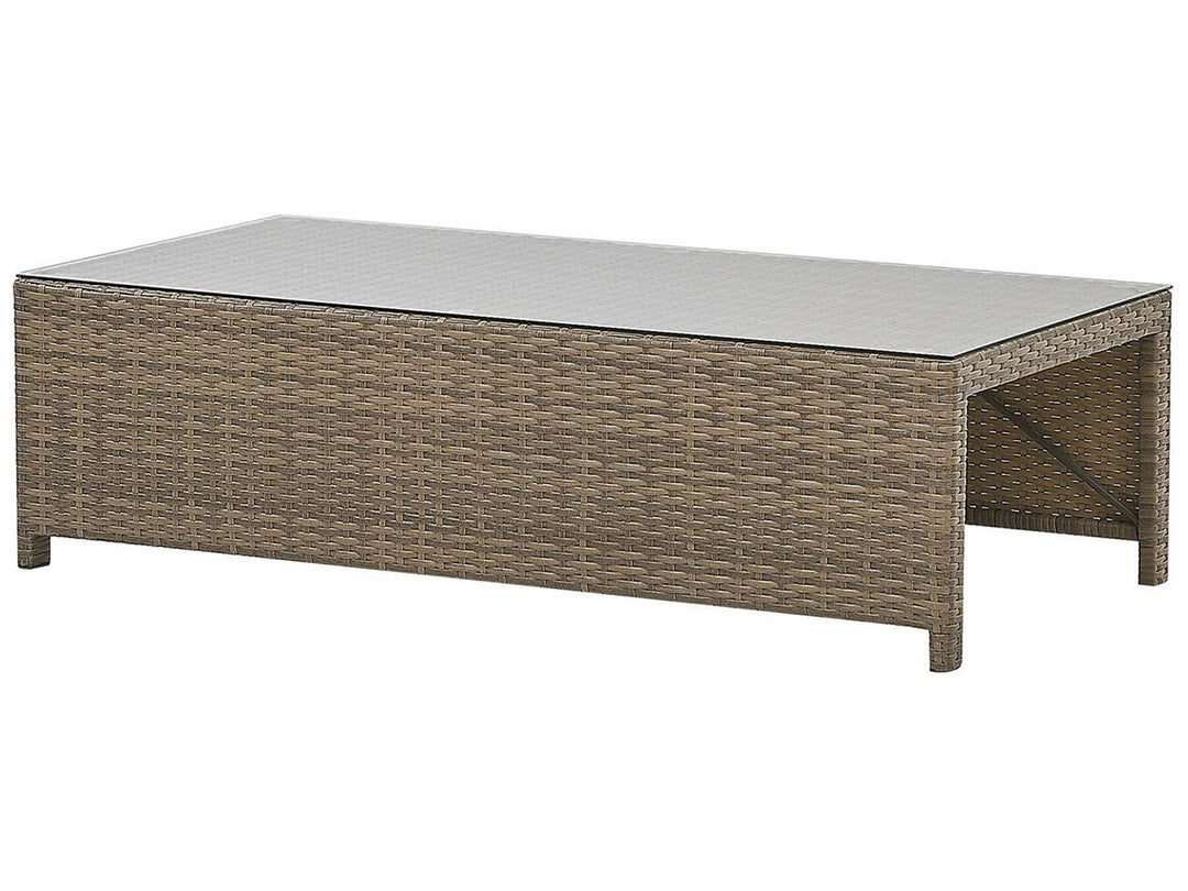Belluno Garden Lounge Set with Table and Ottoman 5 Seater PE Rattan White