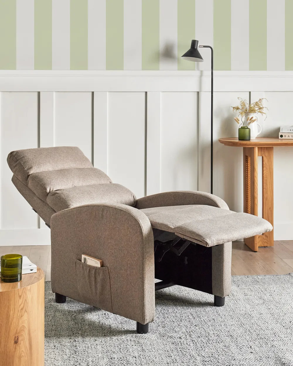 Recliner Chair With Footrest Fabric Taupe Anndi