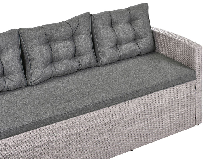 Viterbo 8 Seater PE Rattan Garden Corner Sofa with Bench Grey