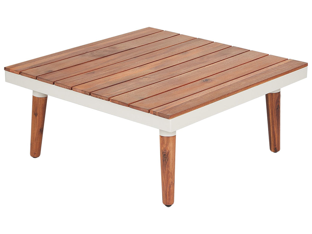 Corato Garden Corner Sofa with Table 5 Seater Acacia Wood Off-White