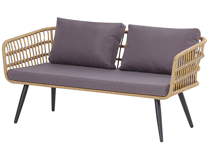 Fobello Garden Lounge Set with Table 4 Seater PE Rattan Beige