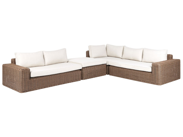 Palermo Garden Corner Sofa with Ottoman 6 Seater Modular PE Rattan Brown