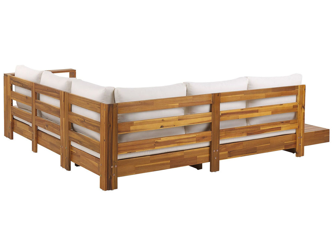 Marettimo Garden Corner Sofa 5 Seater Left Hand Certified Acacia Wood Brown
