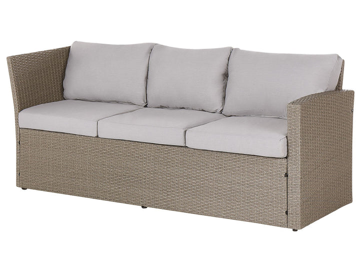 Bardi Garden Lounge Set with Table and Ottoman 5 Seater with Cushions PE Rattan Taupe