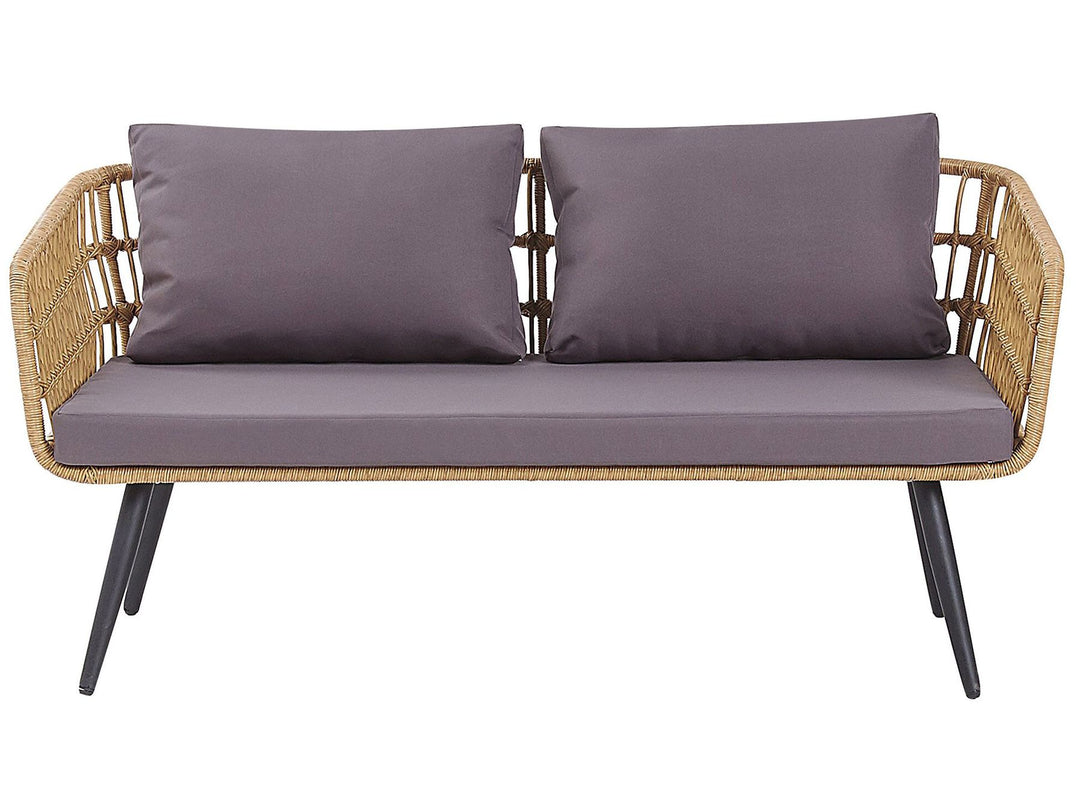 Fobello Garden Lounge Set with Table 4 Seater PE Rattan Beige