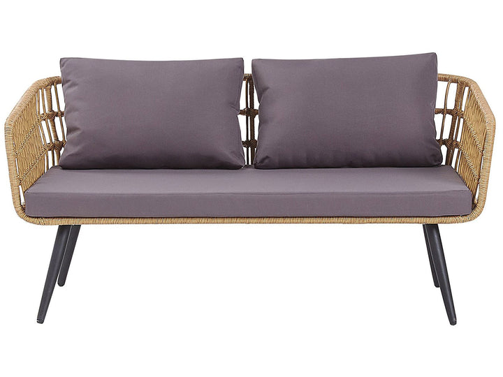 Fobello Garden Lounge Set with Table 4 Seater PE Rattan Beige