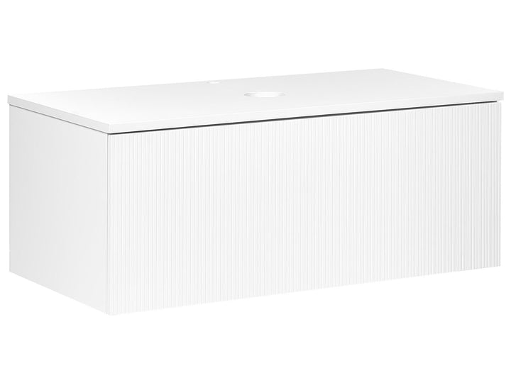 White rectangular coffee table on a white background