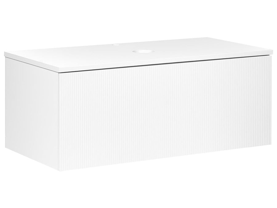 White rectangular coffee table on a white background
