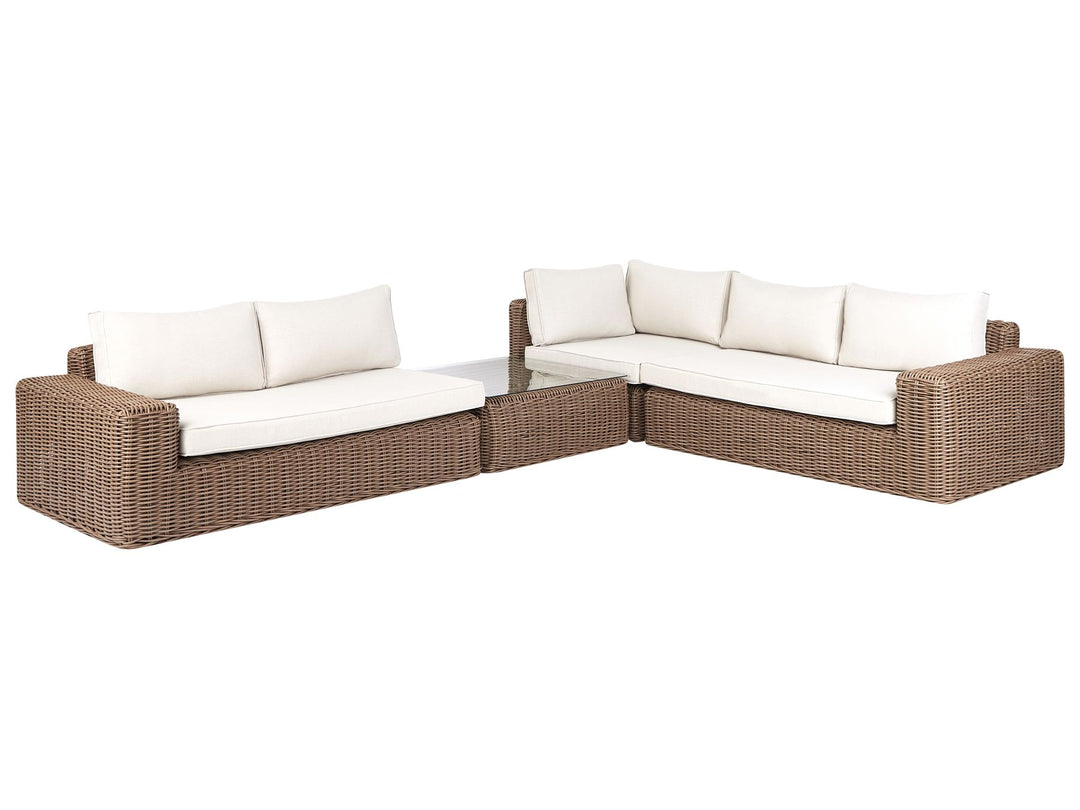 Palermo Garden Corner Sofa with Ottoman 6 Seater Modular PE Rattan Brown