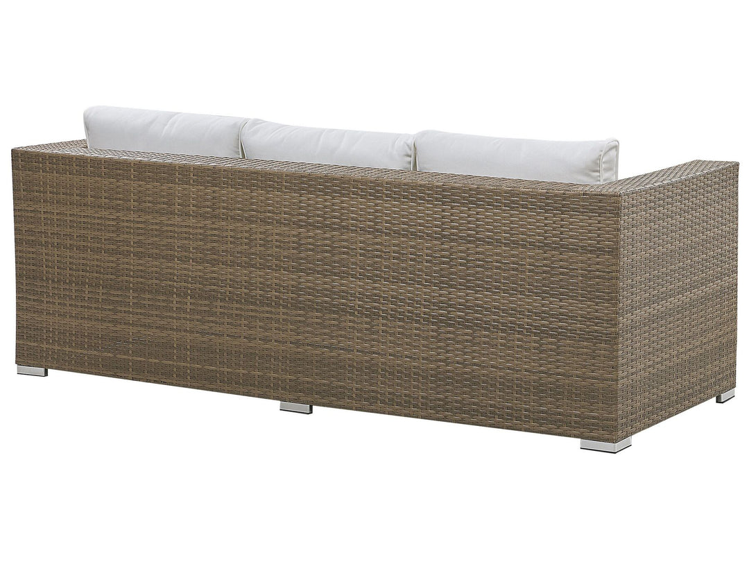 Belluno Garden Lounge Set with Table and Ottoman 5 Seater PE Rattan White