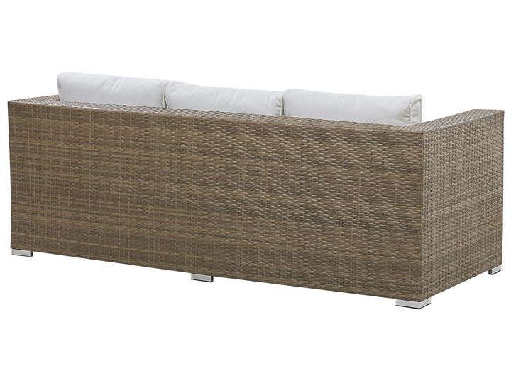 Belluno Garden Lounge Set with Table and Ottoman 5 Seater PE Rattan White