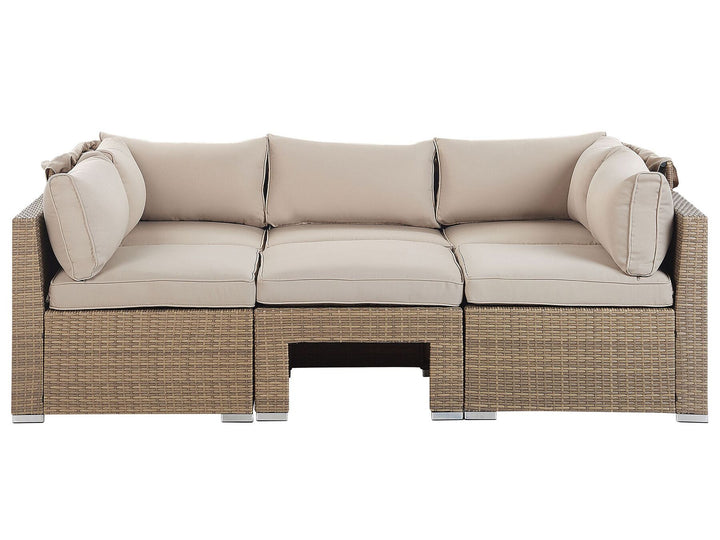 Coccolia Garden Lounge Set with Table 5 Seater Modular PE Rattan Beige