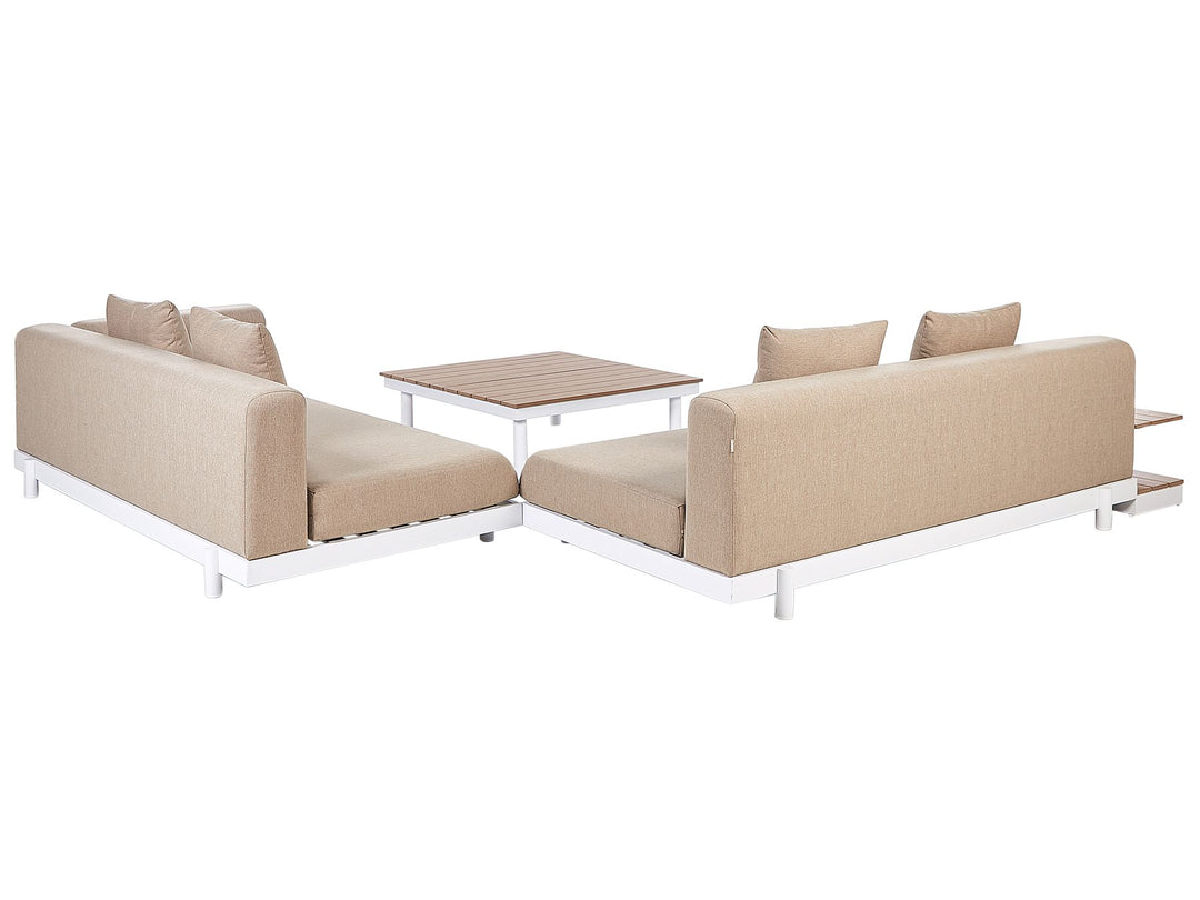 Missanello Garden Corner Sofa with Table 5 Seater Beige