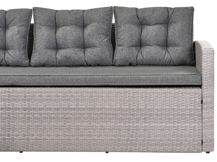 Viterbo 8 Seater PE Rattan Garden Corner Sofa with Bench Grey