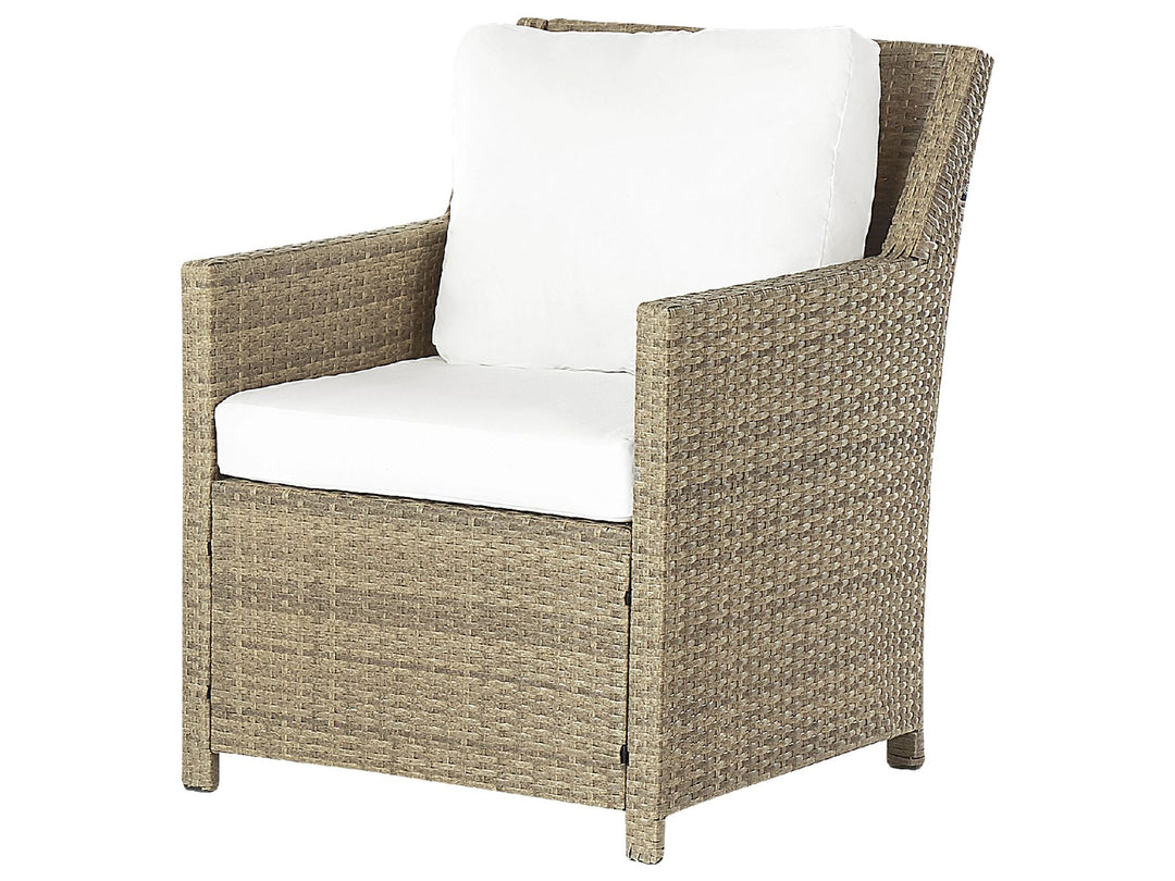 Fonti Garden Lounge Set with Table and Ottoman 5 Seater with Cushions PE Rattan Brown