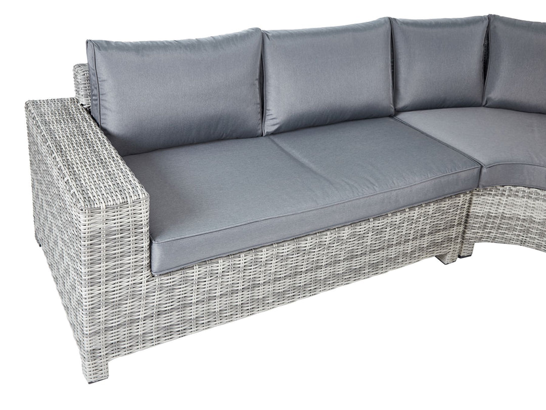 Teglio Garden Lounge Set with Table and Ottoman 9 Seater Modular PE Rattan Grey