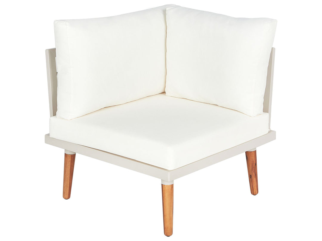 Corato Garden Corner Sofa with Table 5 Seater Acacia Wood Off-White