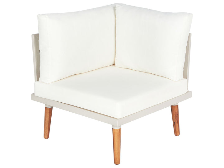 Corato Garden Corner Sofa with Table 5 Seater Acacia Wood Off-White