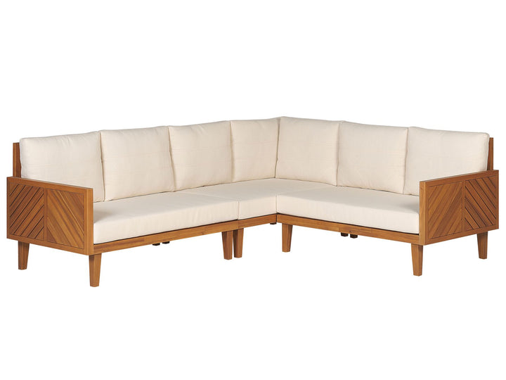 Baratti Garden Corner Sofa with Table 4 Seater Left Hand Acacia Wood Brown