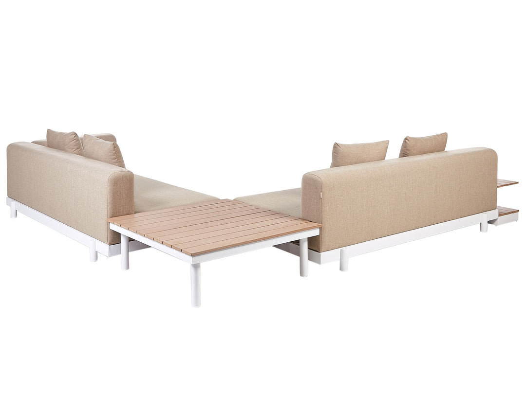 Missanello Garden Corner Sofa with Table 5 Seater Beige