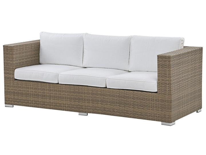 Belluno Garden Lounge Set with Table and Ottoman 5 Seater PE Rattan White