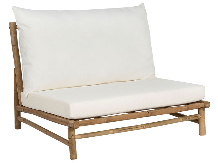 Todi Garden Lounge Set with Table 2 Seater Bamboo Wood Off-White