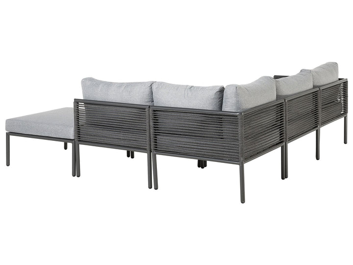 Forano Garden Corner Sofa with Table 6 Seater Metal Grey