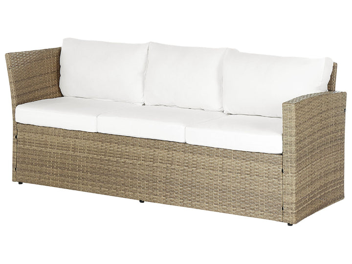 Bardi Garden Lounge Set with Table and Ottoman 5 Seater with Cushions PE Rattan Brown