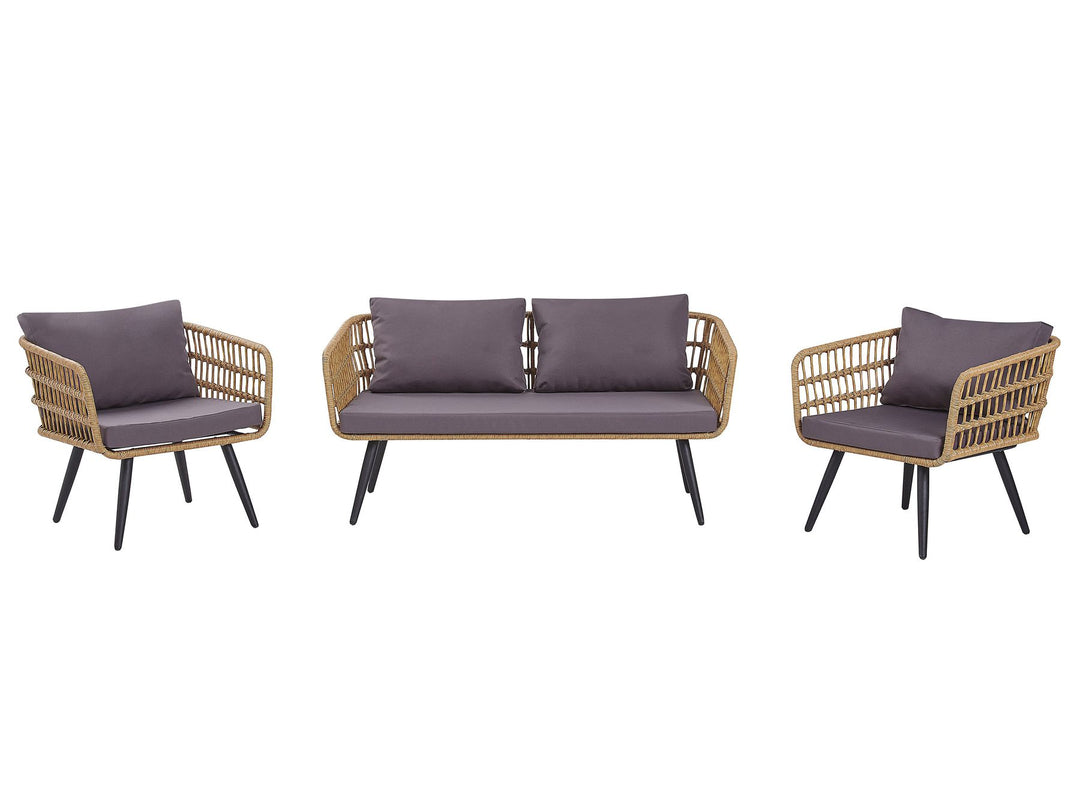 Fobello Garden Lounge Set with Table 4 Seater PE Rattan Beige