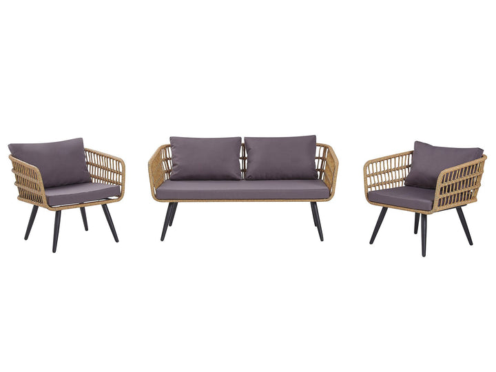 Fobello Garden Lounge Set with Table 4 Seater PE Rattan Beige