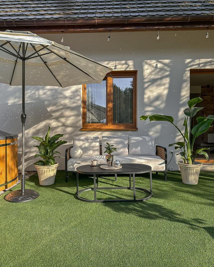 Montefalco Garden Lounge Set with Table 3 Seater Metal White