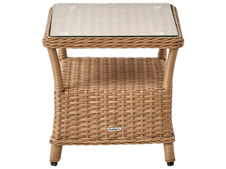 Ponza Garden Lounge Set with Table and Ottoman 2 Seater PE Rattan Brown