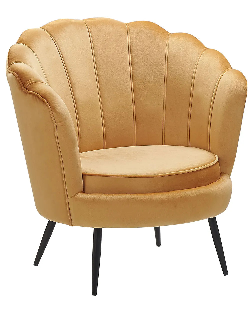 Yellow armchair with black legs on a white background