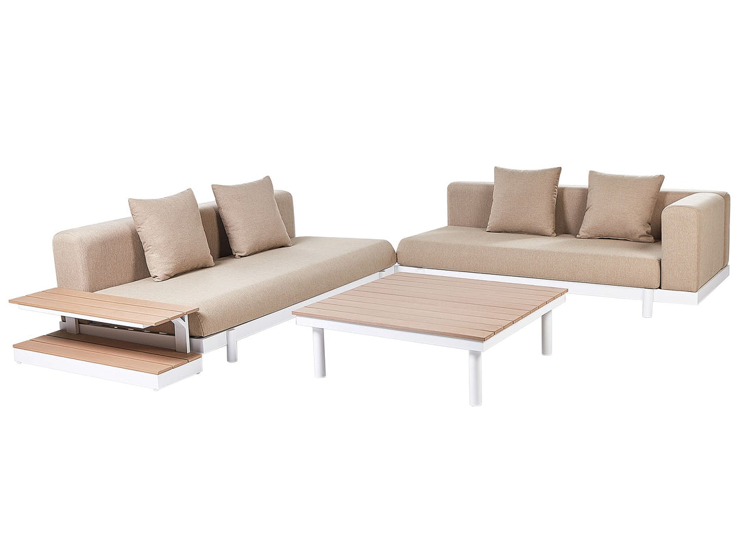 Missanello Garden Corner Sofa with Table 5 Seater Beige