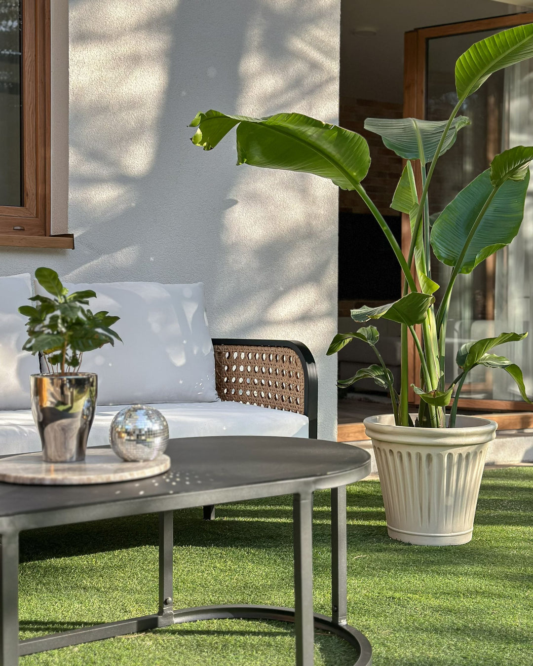 Montefalco Garden Lounge Set with Table 3 Seater Metal White