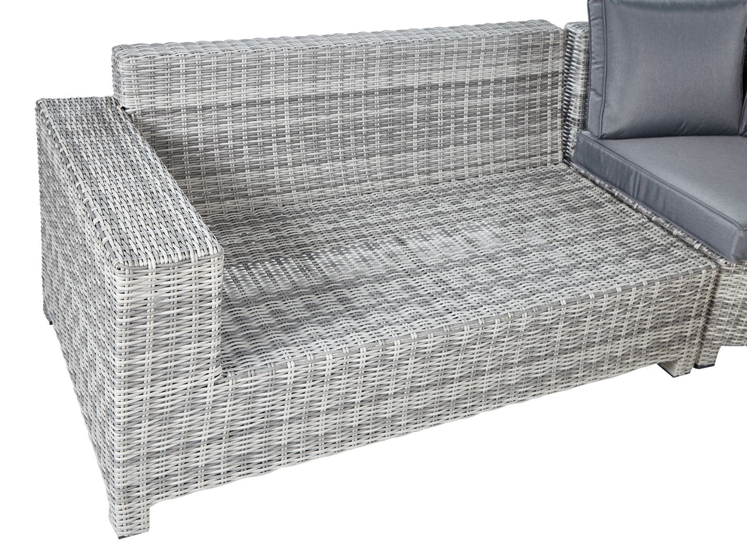 Teglio Garden Lounge Set with Table and Ottoman 9 Seater Modular PE Rattan Grey