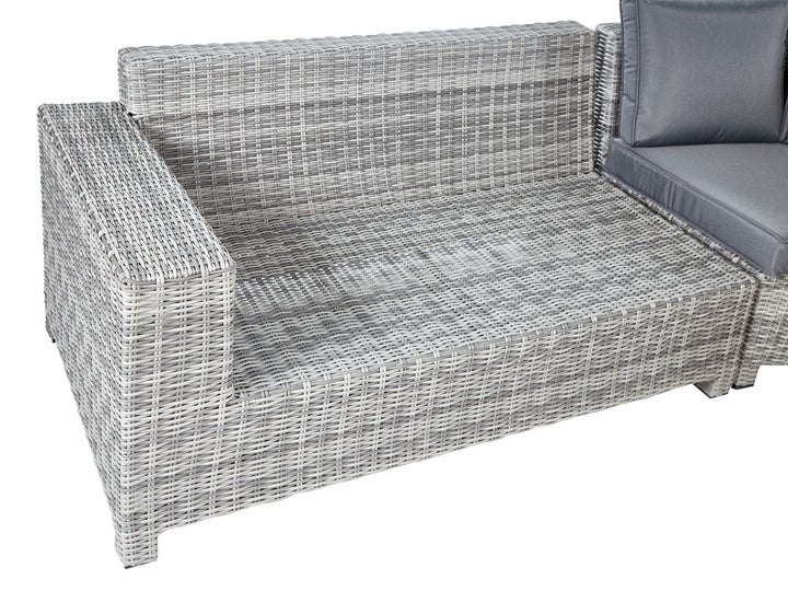 Teglio Garden Lounge Set with Table and Ottoman 9 Seater Modular PE Rattan Grey